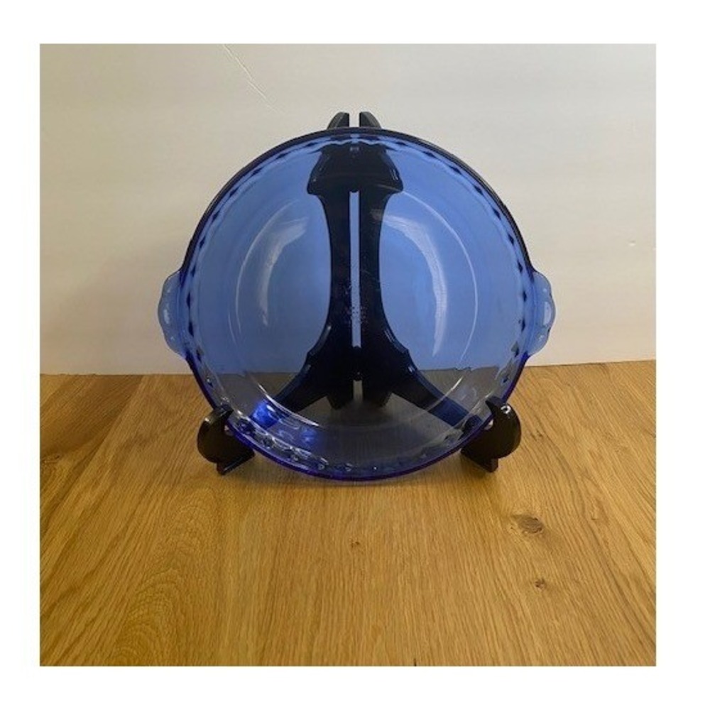 Pyrex Pie Plate Baking Dish 9.5in Cobalt Blue Good Fluted Rim Glass Handles